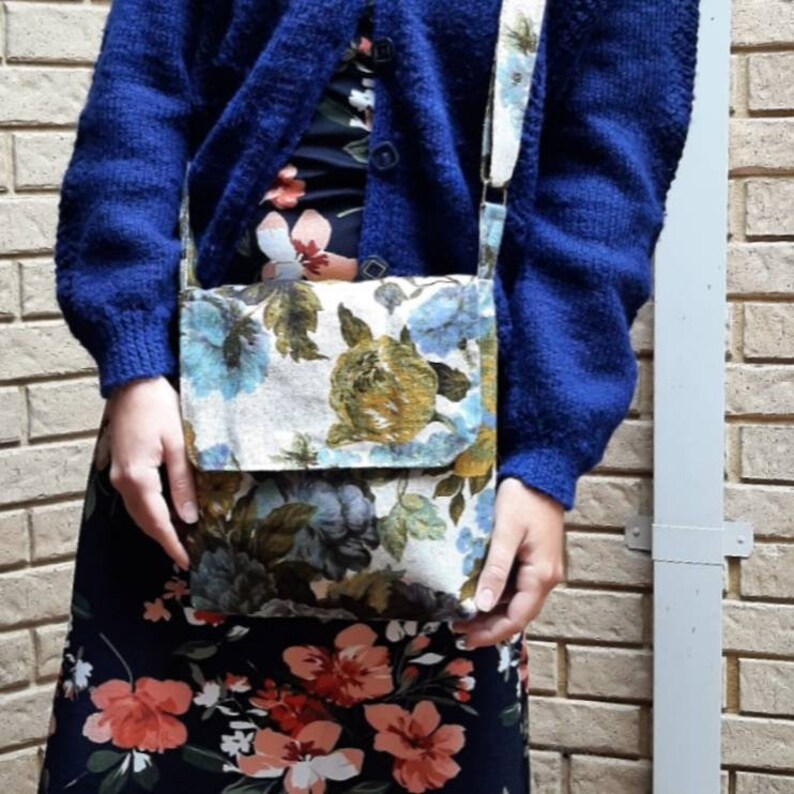 Stripes satchel flap messenger cross body crossbody shoulder handbag bag purse made from upholstery fabric
