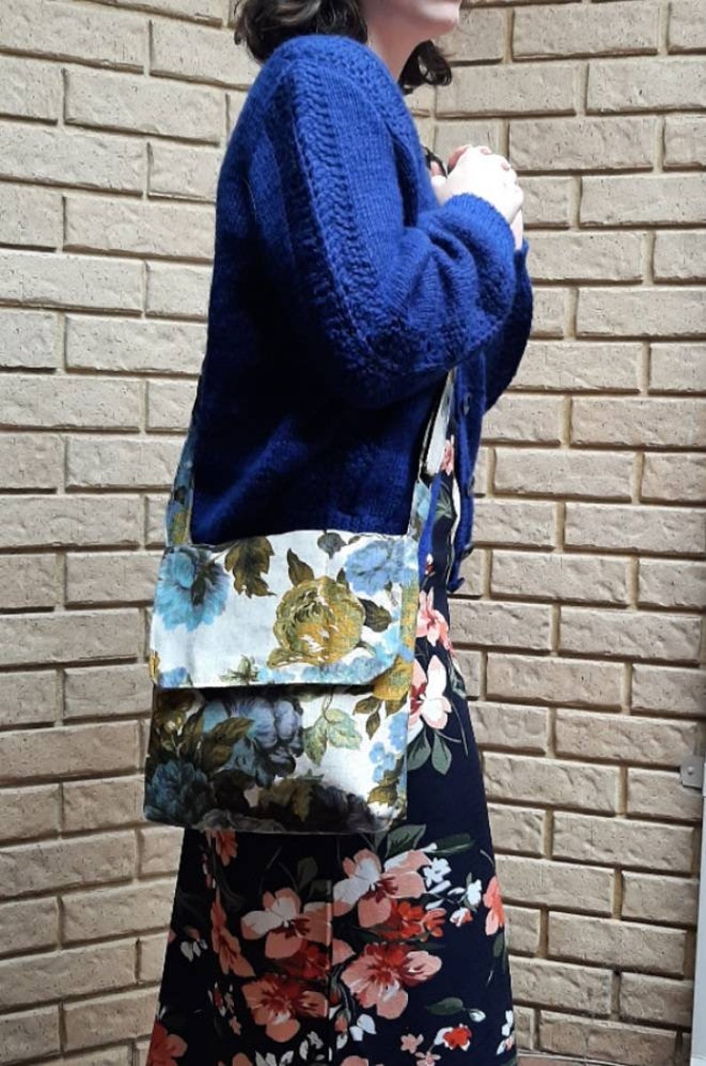 Stripes satchel flap messenger cross body crossbody shoulder handbag bag purse made from upholstery fabric