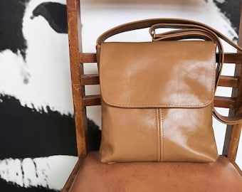 Butterscotch Tan Genuine Leather handbag, Messenger satchel flap with adjustable crossbody shoulder strap,  bag purse manbag.