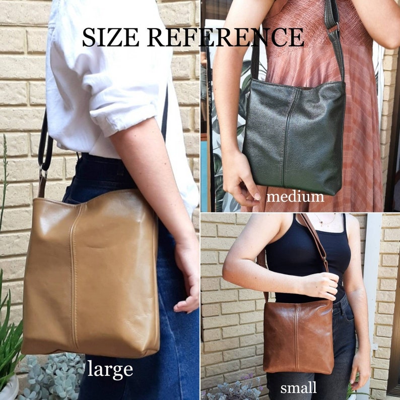 Tan Genuine Leather Handbag hobo style, crossbody or shoulder slouch bag image 9