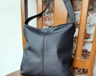 Navy blue Genuine Leather handbag,  100% Leather,  hobo crossbody or shoulder, slouch bag in small, medium, large