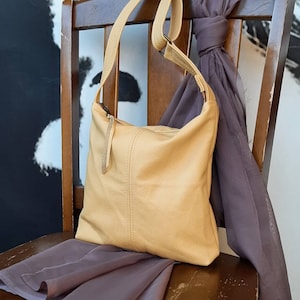 Butter Yellow full grain Leather handbag,100% Leather | hobo crossbody  slouch bucket bag handbag small, medium, large