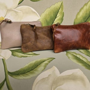 Echtleder kleine Münztasche mit Reißverschluss. Leder Umhängetasche, Reißverschlusstäschchen, Lederhandtasche. Geschenk für sie oder ihn