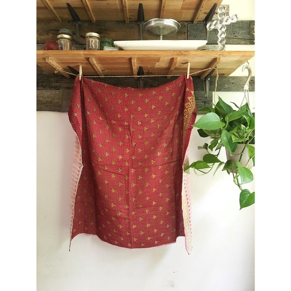 Bohemian Vintage Kantha Quilt/ Boho Baby Blanket/ Baby Bedding/ Throw/ Swaddle/ Boho Kantha Nursing Cover