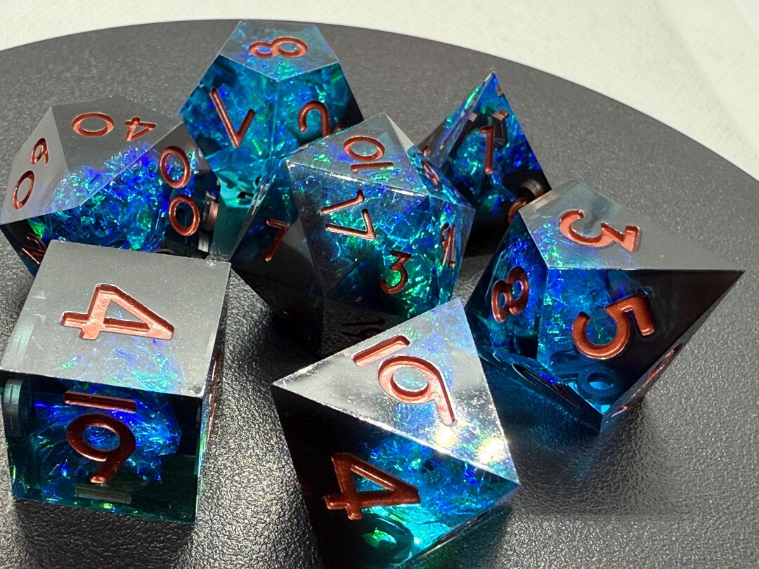 Bioluminescent Waters - Sharp Sided Solid Core - 7 Piece Polyhedral ...