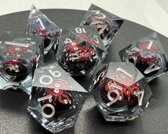 Eleven Eyes of Xanathar (Beholder) - Sharp Sided Liquid Core - 7 Piece Polyhedral Dice Set