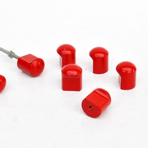 Röda kupolknoppar i vintagestil | Lådhandtag i modern stil från mitten av århundradet | Italienska handtag från rymdåldern från 1970-talet