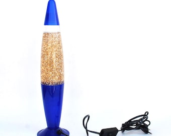 Blue Glitter Motion Lamp – Retro Lava Style Lamp – Vintage Mood Lighting – Decorative Table Lamp