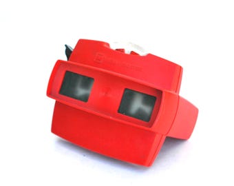 Estereoscopio GAF View-Master rojo vintage: visor 3D clásico, juguete retro de los años 70 y 80, View Master coleccionable