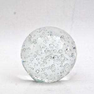 Murano glass Paperweight vintage retro 80s art glass decoration table desk home deco presse papier hand blown bubble clear globe round ball