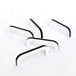Black and White Metal U shaped Drawer Handle: Vintage Italian Memphis Design, 2.8 Inch