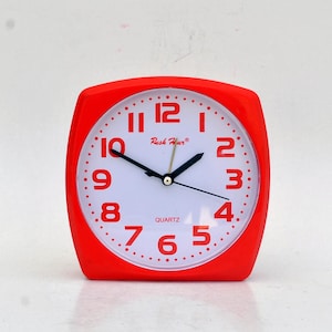 Red vintage 90s clock Decoration Housewarming Gift Decorative Clock desk table clock calendar vintage memphis style Gifts for Home