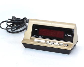 Vintage Myoko Digital Alarm Clock, 1980s Retro Desk Clock