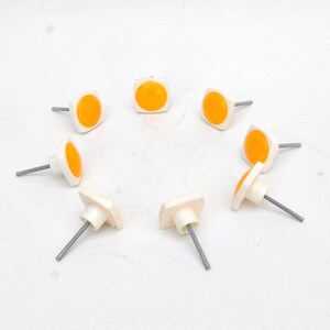 Vintage 80s Memphis Design Knob: Yellow & White Plastic Drawer Pull