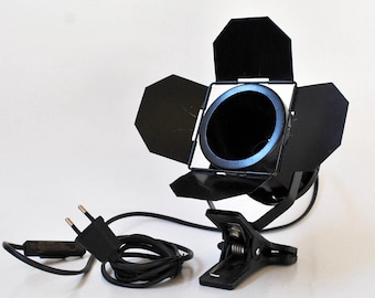 Vintage Reflex Spot Clip Lamp, Industrial Spotlight, Black Adjustable Desk Light, Mid Century Modern Lighting