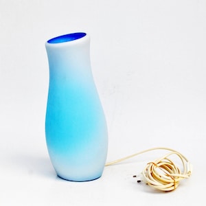 white blue Lamp Ikea Mylonit table lamp handmade glass vintage pop memphis 1990s retro lamp night IKEA vase Desktop frosted light mushroom