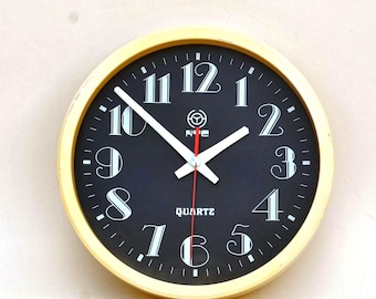 90s SEIKO ポストモダン vintage clock メンフィス Vintage Casio Memphis Clock: Yellow 90s Wall Decor, Made in Japan