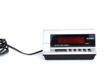Vintage Silver Myoko Digital Alarm Clock, 1980s Retro Desk Clock