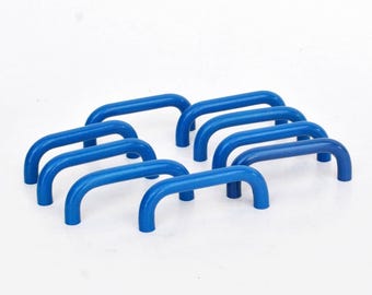Blue Metal U shaped Drawer Handle: Vintage Italian Memphis Design, 2.8 Inch