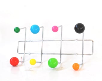 Sputnik Coat Rack Vintage Memphis Style Chrome Wall Coat Rack Colorful Ball Hooks Mid Century Modern Space Age Hallway Organizer