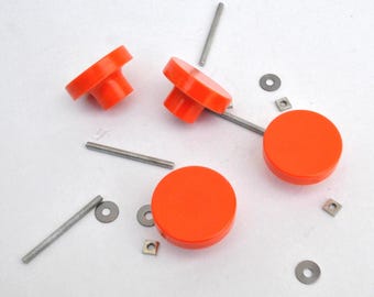 Vintage Orange Plastic Knob: Memphis Design Drawer Pull