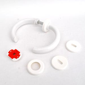 Vintage White Plastic Door U Handle Set: Italian Retro Design