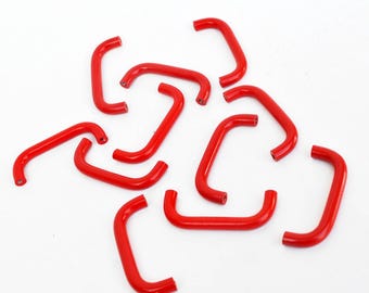 Red Metal U shaped Drawer Handle: Vintage Italian Memphis Design, 2.8 Inch