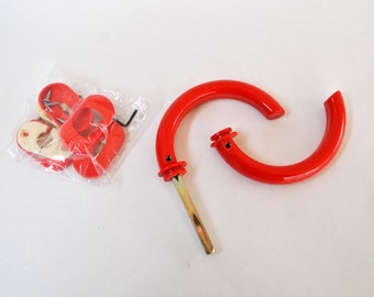 Red Plastic Door Handle: Vintage Italian Memphis Decor