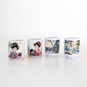 xícaras de chá sem alças conjunto de 4 xícaras conjunto de chá de porcelana xícaras de saquê xícaras pequenas chinesas impressão de letras chinesas porcelana japonesa saquê Conjunto de xícaras de café expresso