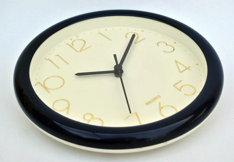 Vintage 90s Wall Clock: Black Round Minimalist Design - Etsy