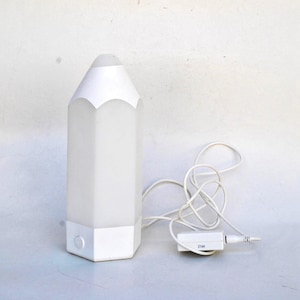 White pencil IKEA Pelarboj Lamp table lamp kids vintage pop memphis 1990s retro lamp night Ikea lamp Desktop light mushroom lamp