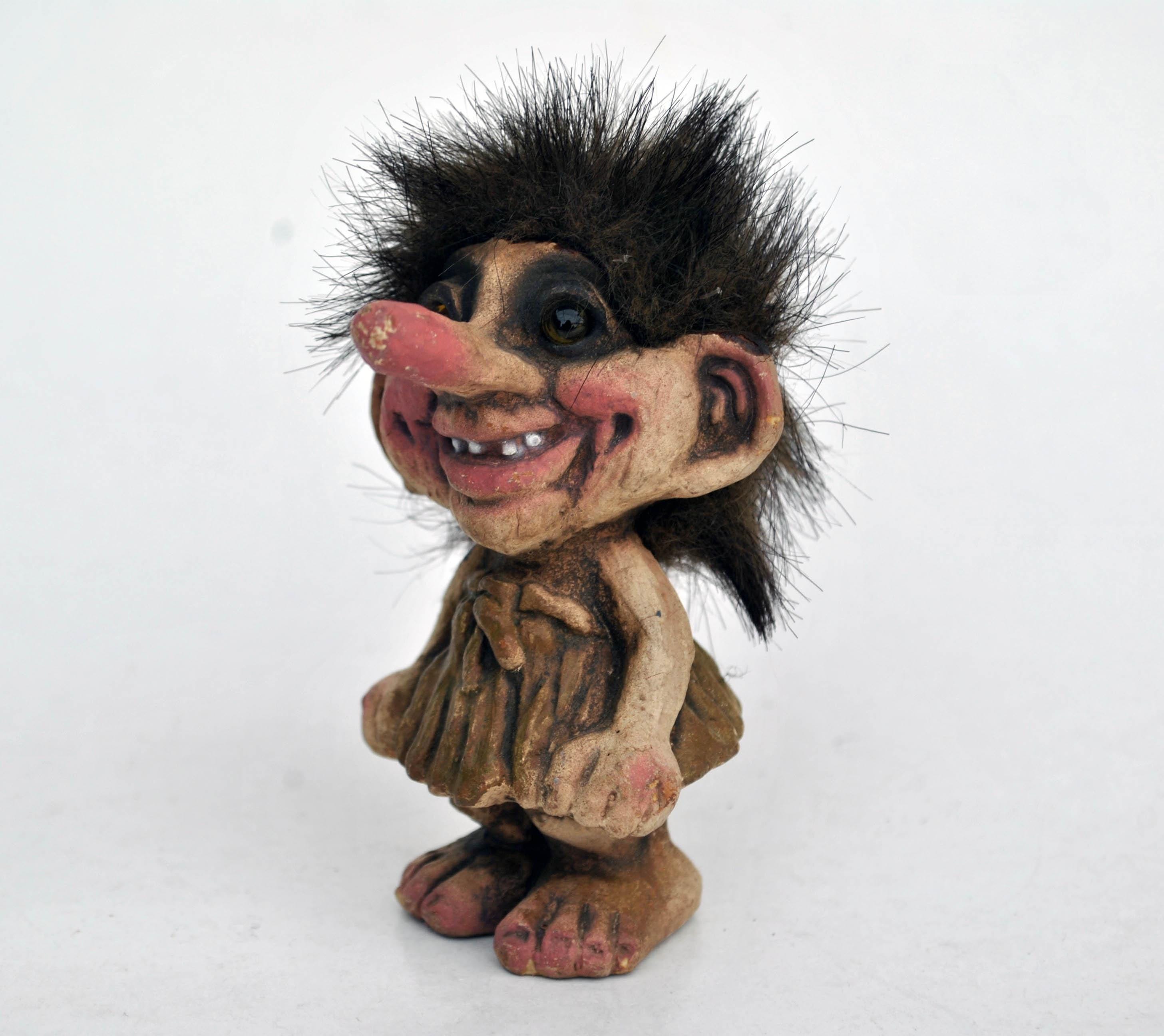 【中古】「非常に良い」TROLL HAIR AFFAIR! 海外版(国内本体動作可能) Vintage Troll Figurine With Hair | Creepy Goblin Fantasy Doll