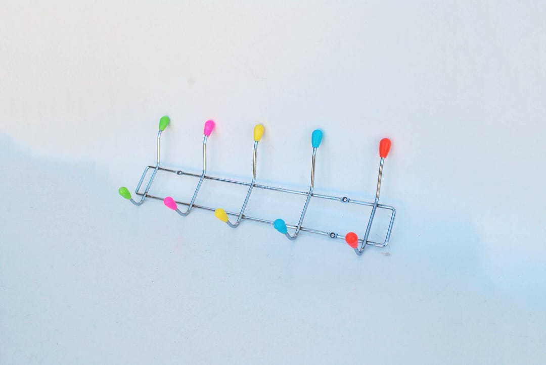 Vintage Colorful Wall Hook Rack Retro Coat Hanger Multi Color Pegs - Etsy