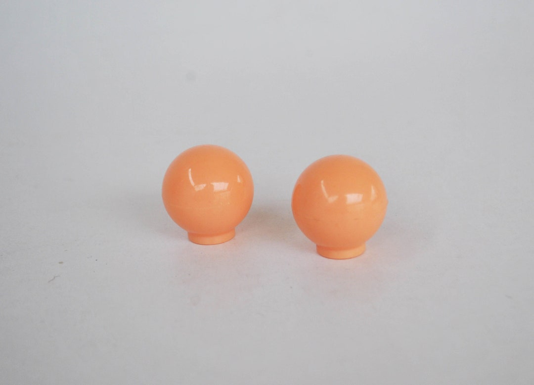 Vintage Round Ball 1980s Knob for Drawer Cupboard Brown Glossy Plastic