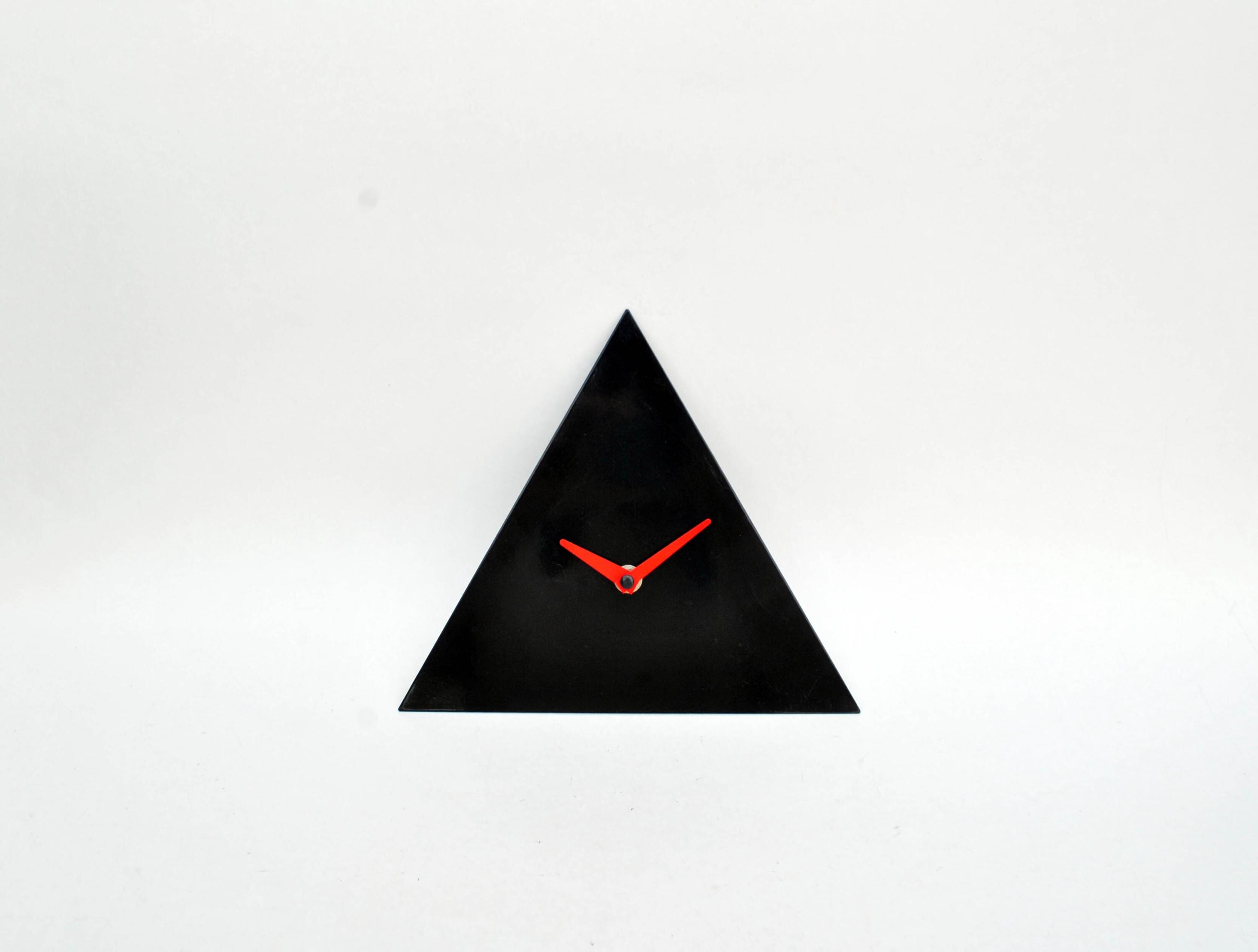 Red Triangular Clock Vintage Triangle Wall Clock Black With Red Hands | Minimalist ...