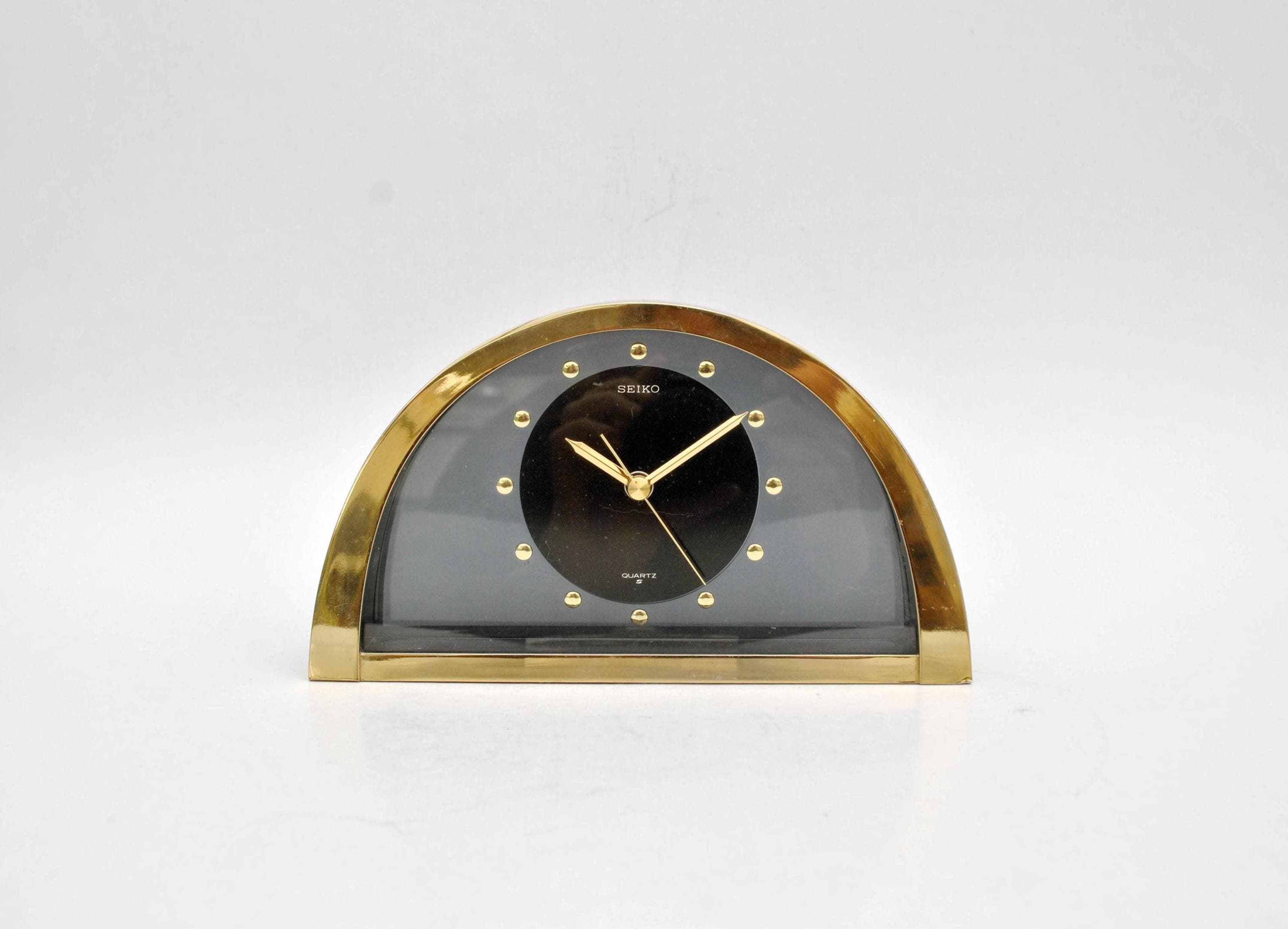 Vintage Seiko Brass Desk Clock: Half Moon Space Age Decor - Etsy
