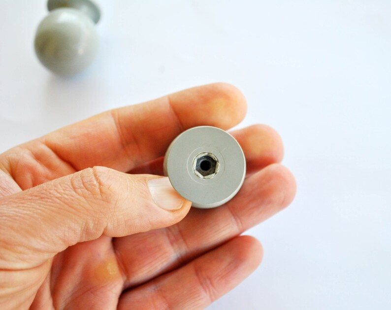 Vintage Round Ball 1980s Knob for Drawer Cupboard Brown Glossy Plastic