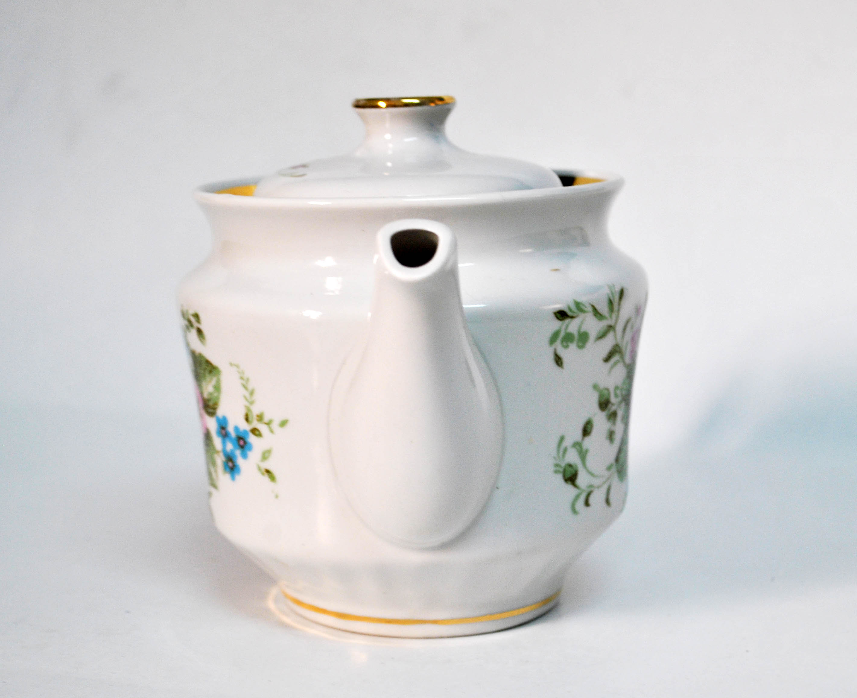 White Vintage Teapot Retro Porcelain Soviet Russian Ceramic Tea Pot