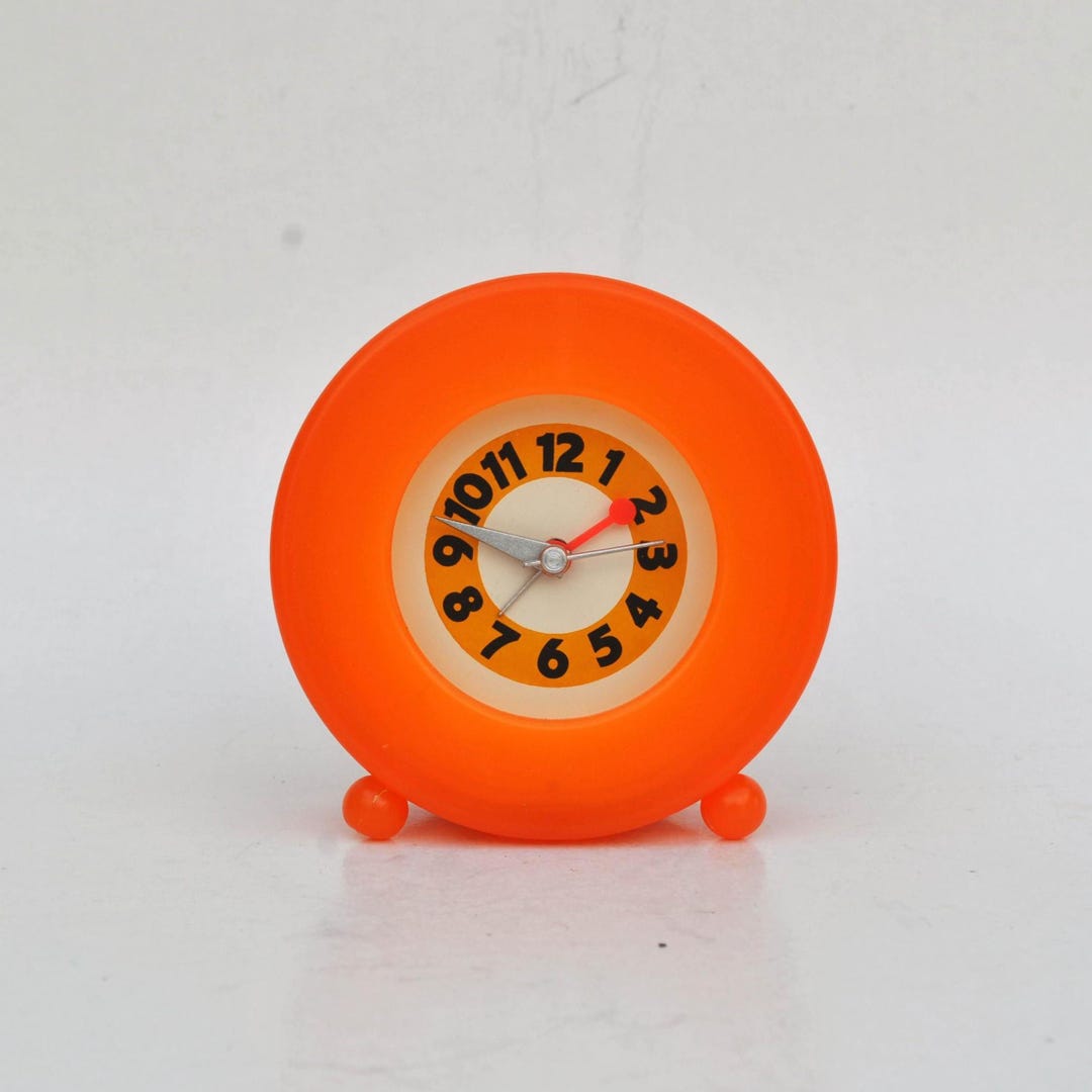 Round Orange Vintage 90s Clock Decoration Housewarming Gift Decorative ...