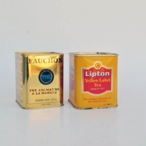 vintage tea tin box metal lipton metallic canisters tea tin caddy storage kitchen storage tin tea lover gift lipton vintage set two tea tins zdjęcie 3