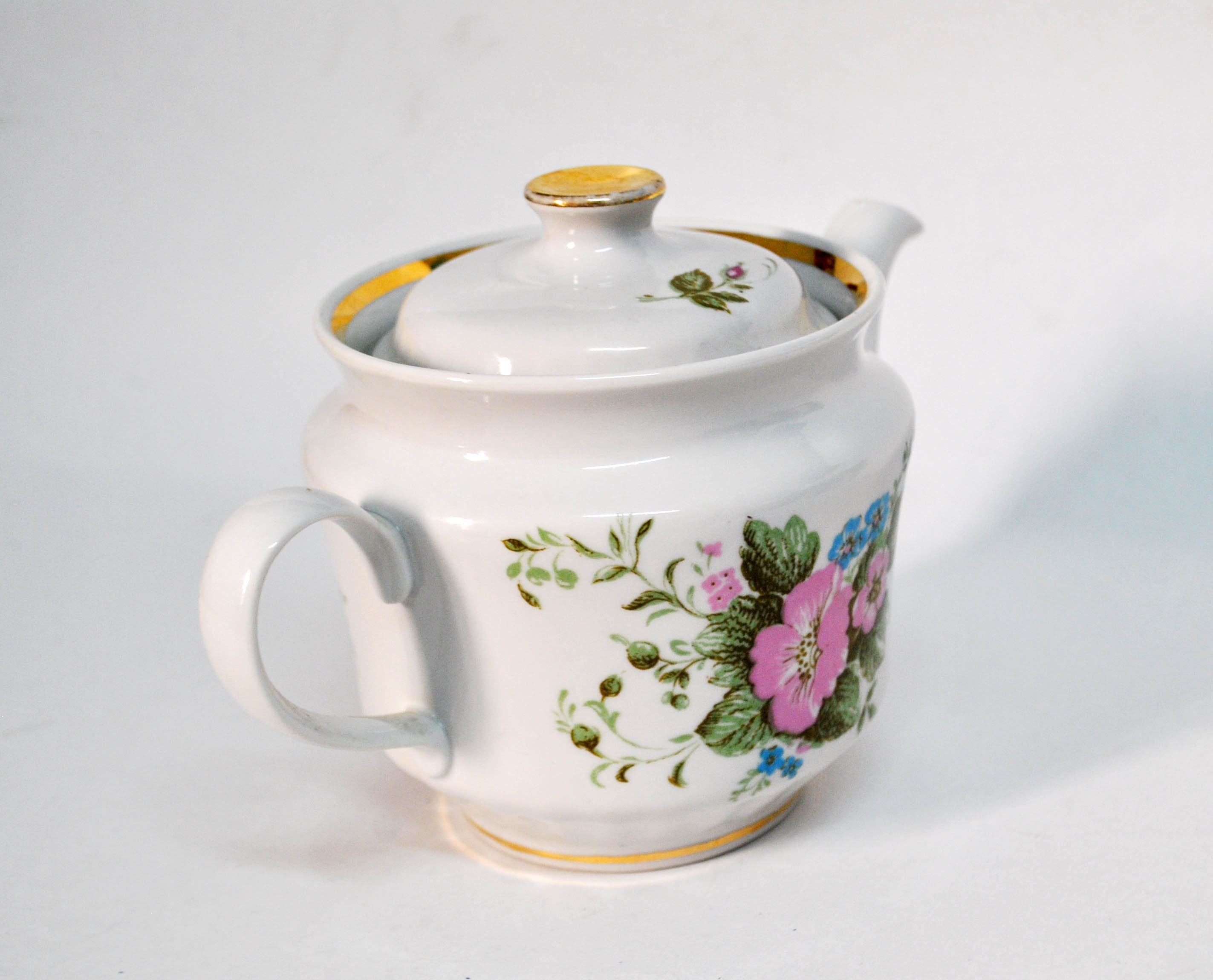 White Vintage Teapot Retro Porcelain Soviet Russian Ceramic Tea Pot