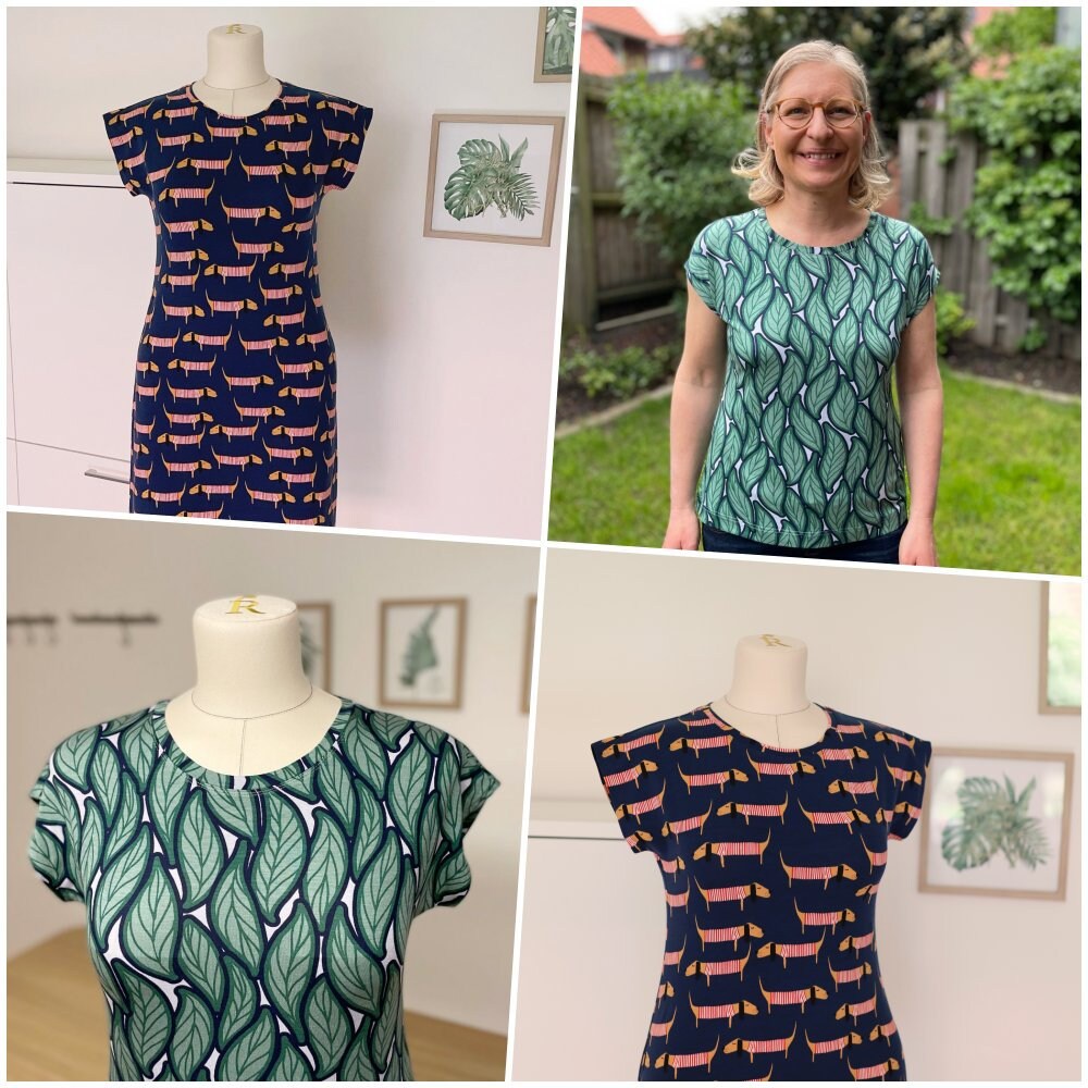 Jerseykleid & T-Shirt mit Kimono-Ärmeln | PDF-Schnittmuster Gr. 34 – …