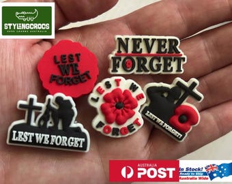 ANZAC / Remembrance Day - Lest we forget- Shoe Charms, Aussie Jibbitz for crocs - Australia