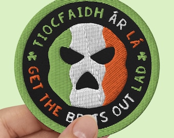 Kneecap H.O.O.D Patch - Tiocfaidh ár lá - Irish Lyrics Patch - Ireland Gift Patch - Gaeilge Present or Gift