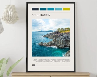 South Korea Travel Poster: Modern Color Block Print (Digital Download)