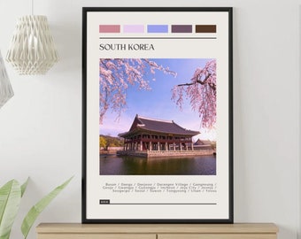 South Korea Travel Poster: Modern Color Block Print (Digital Download)
