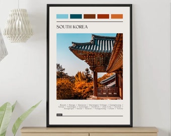 South Korea Travel Poster: Modern Color Block Print (Digital Download)