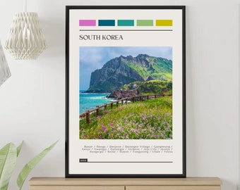 South Korea Travel Poster: Modern Color Block Print (Digital Download)