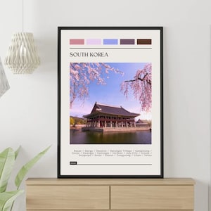 SOUTH KOREA - Travel Poster, Color Block Travel Poster, Digital Download, Digital Travel Poster