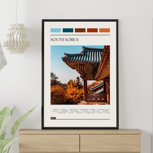 SOUTH KOREA - Travel Poster, Color Block Travel Poster, Digital Download, Digital Travel Poster